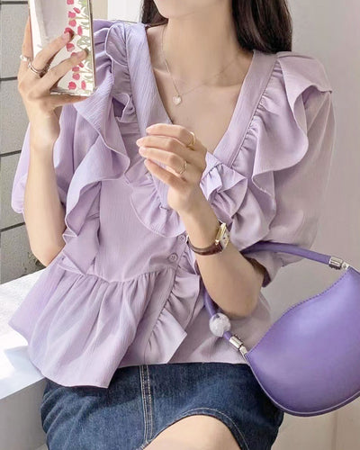 大褶邊紫色襯衫 PRCL905877 