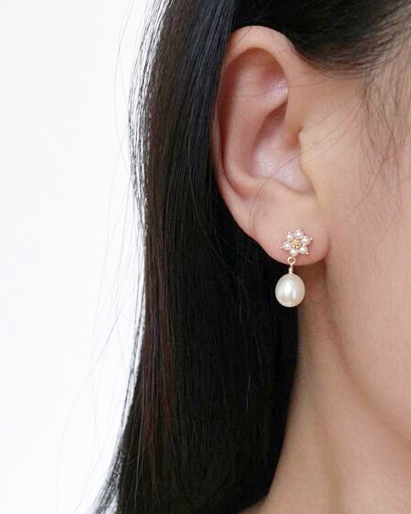 Small Flower &amp; Pearl Earrings PRCL905930