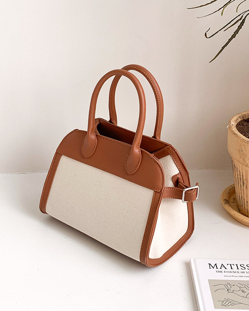Leather-like bicolor canvas tote bag CMGZ600024 