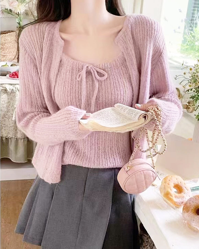 Knit ensemble with ribbon PRCL906037 