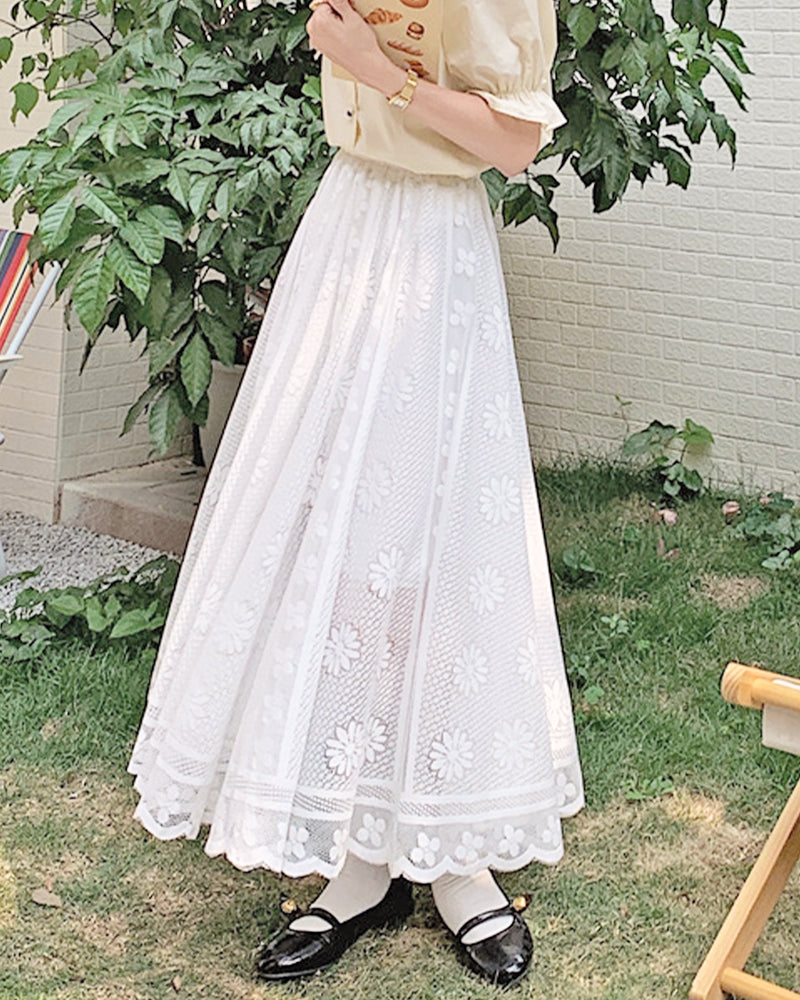 Flower All-Lace Long Skirt PRCL905992 