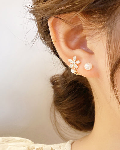 花朵與珍珠圈形耳環 PRCL905949 