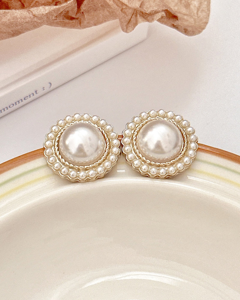 Vintage style big pearl earrings PRCL905952