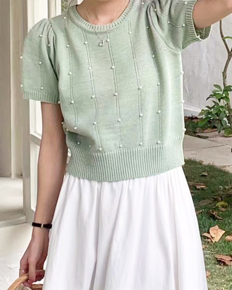 Short length summer knit with mini pearl PRCL905901 