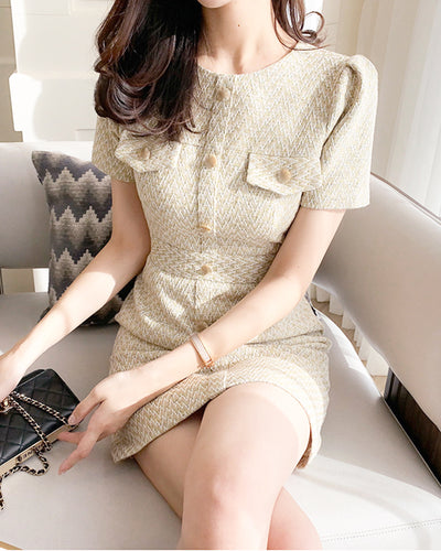 Tweed mini dress with buttons PRCL905927 