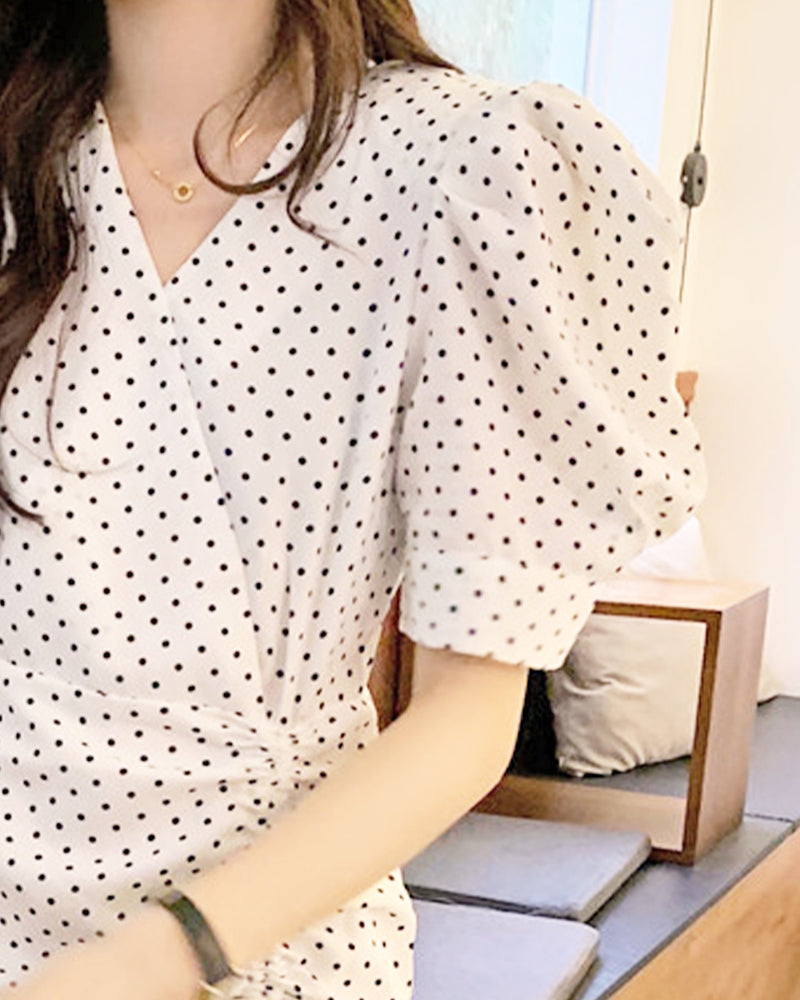 Side lace up dot dress PRCL905904 