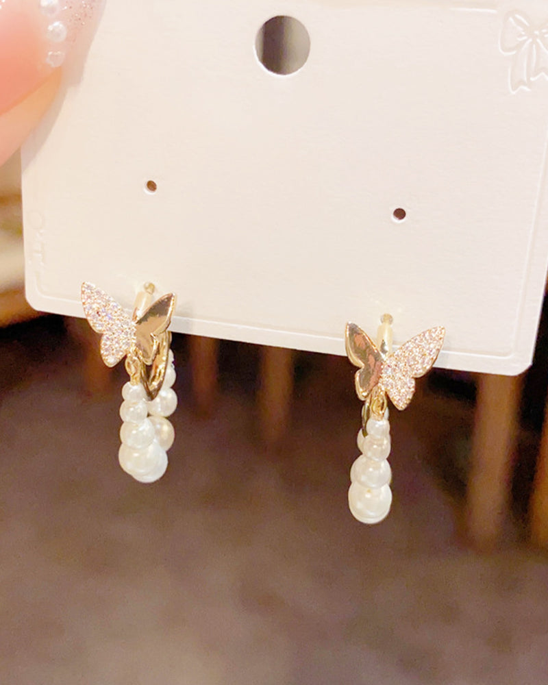 Butterfly Pearl Circle Earrings PRCL906007