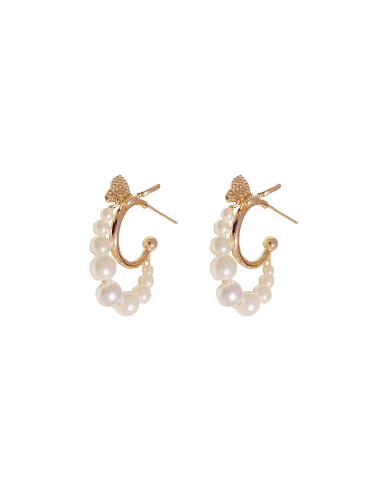 Butterfly Pearl Circle Earrings PRCL906007