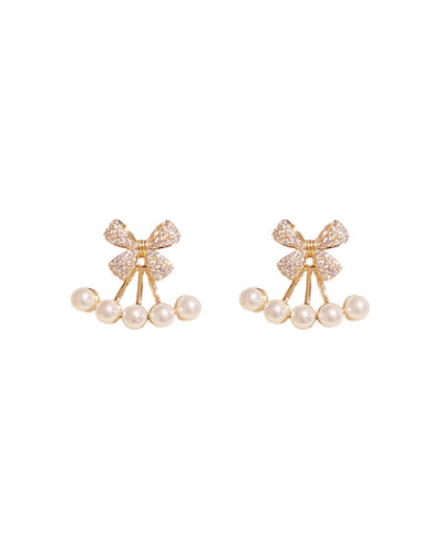 Bijou Ribbon &amp; 5 Row Pearl Earrings PRCL905965