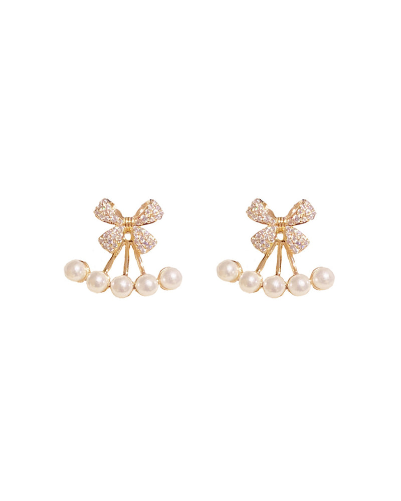 Bijou Ribbon &amp; 5 Row Pearl Earrings PRCL905965