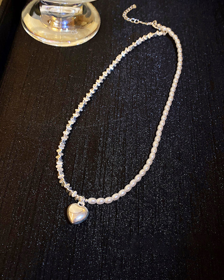 パールシェル＆シルバーハートペンダント PRCL906039｜Cummel