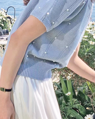 短款夏季迷你珍珠針織衫 PRCL905901 