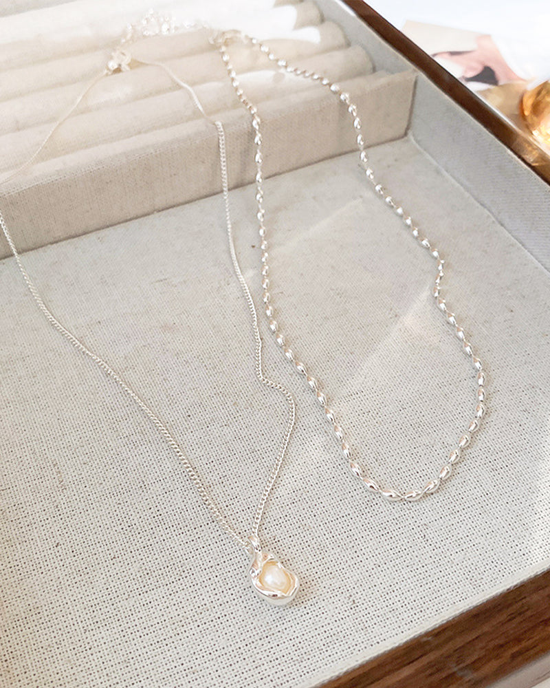 Pearl shell &amp; chain layered necklace PRCL905887 