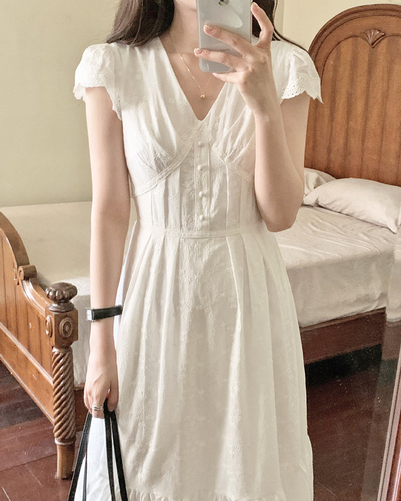 Flower lace white dress PRCL905960 