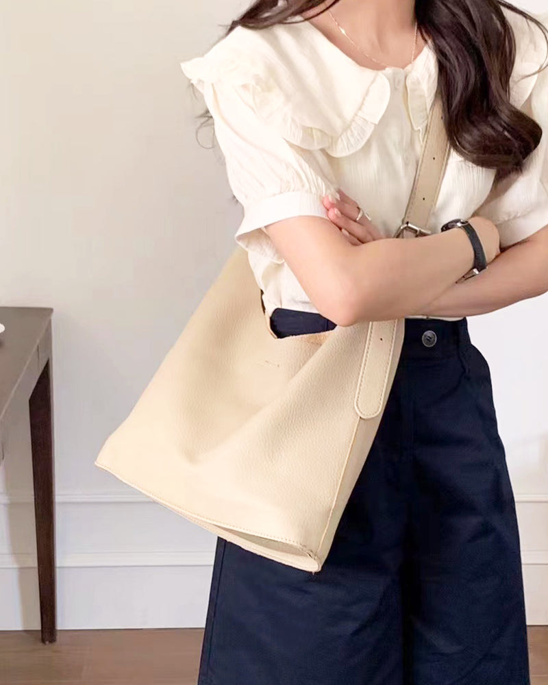 Soft Leather Belt Shoulder Tote Bag PRCL906021 