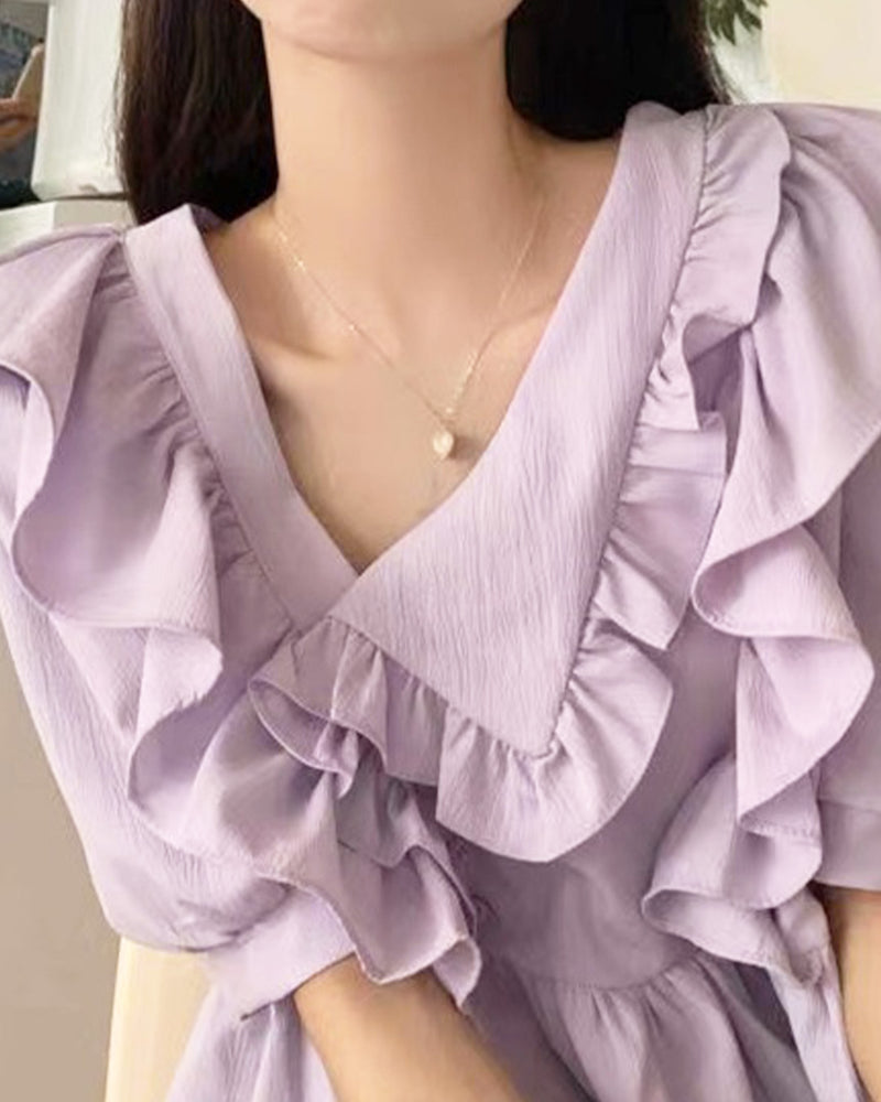 大褶邊紫色襯衫 PRCL905877 