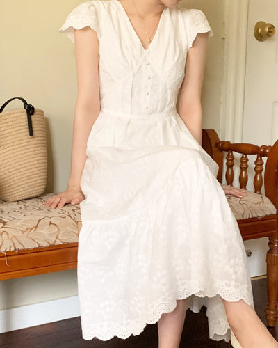 花朵蕾絲白色連衣裙PRCL905960 