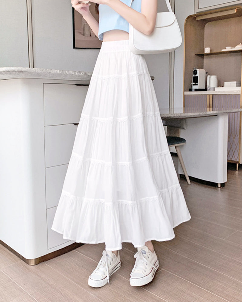 Tiered skirt with lace PRCL905988 