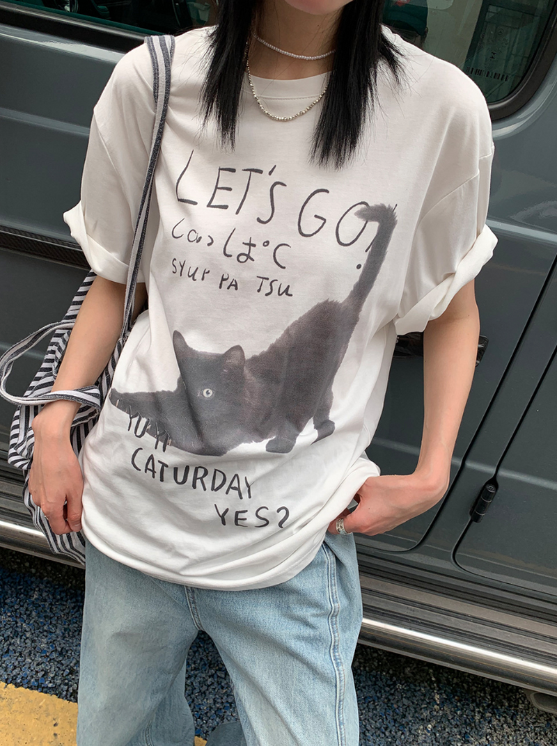 キャットプリントTシャツ PRCL906417