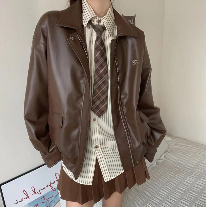 BCBGMAXAZRIA つまらない キャメル レザージャケット 10号 使用あり