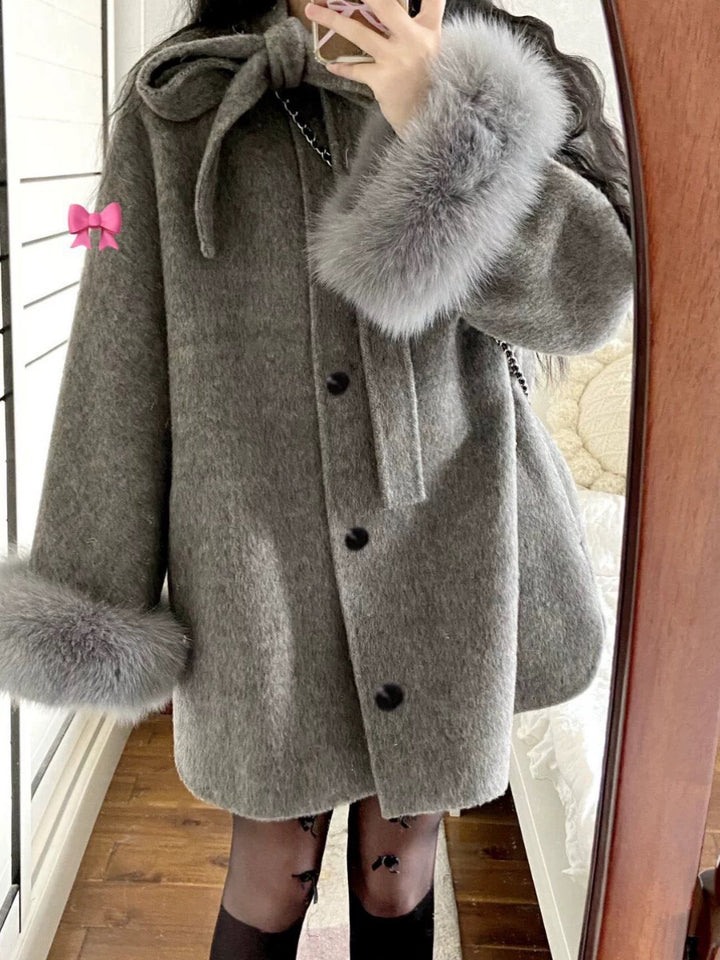 しまむら - 新品 リボン付きファーコート L しまむら 眞白ありす