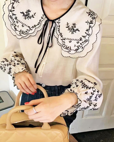 Embroidery collar blouse PRCL905725 