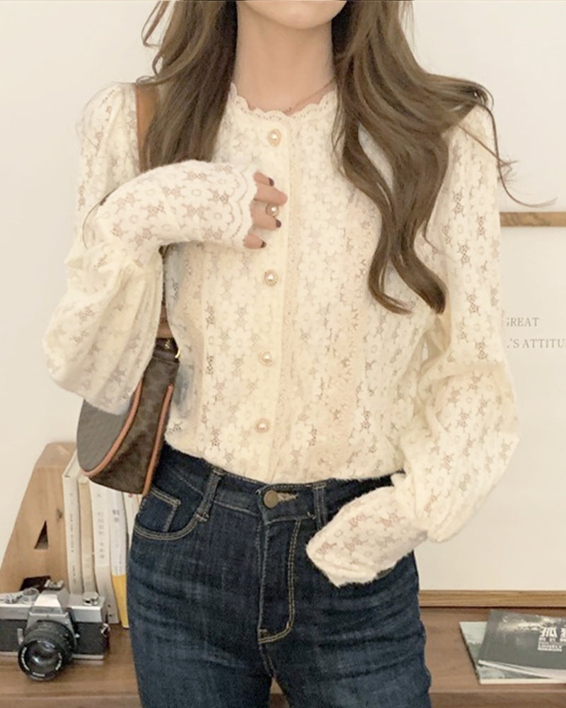Flower lace blouse PRCL903216