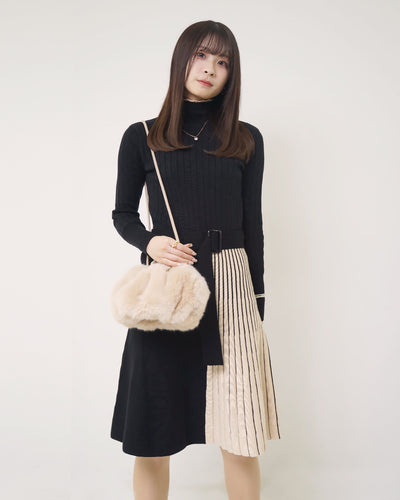 Bicolor pleated knit dress CMGZ300000 