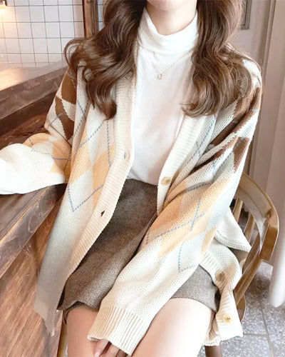 [Domestic Shipping] Argyle Knit Cardigan PRCL901509