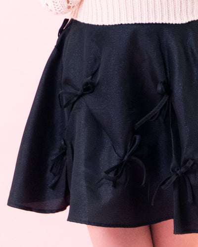 Gathered Flare Miniskirt with Ribbon CMGZ500007 