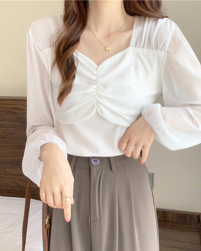 Front gathered see-through blouse PRCL905510 