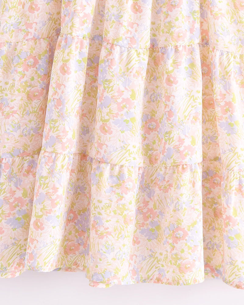 Puff Sleeve Flower Dress PRCL905749 