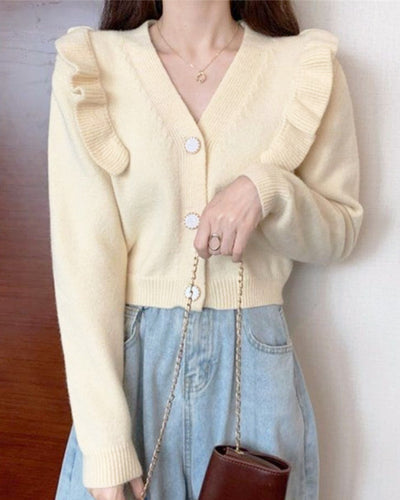 Shoulder frill knit cardigan PRCL905512 