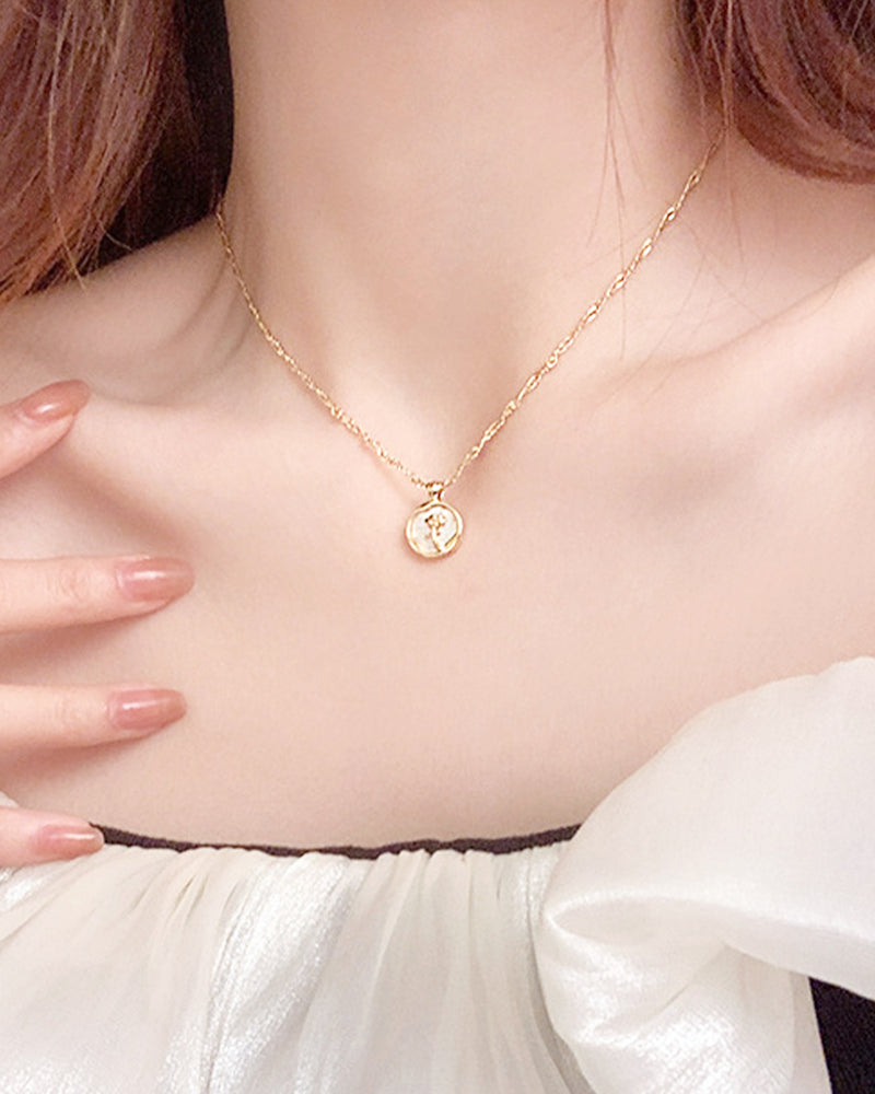 Rose plate necklace PRCL905858 