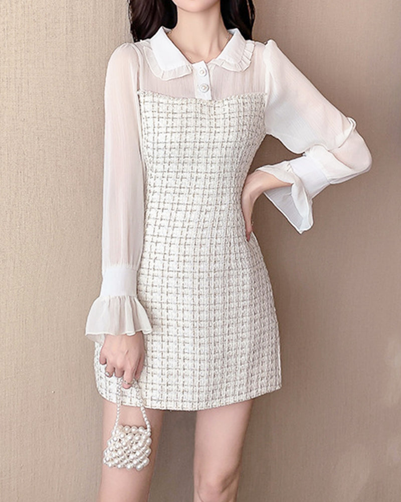 Pearl Button Tweed Mini Dress PRCL905530 