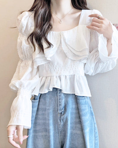 Ruched Center Frill Blouse PRCL905816 