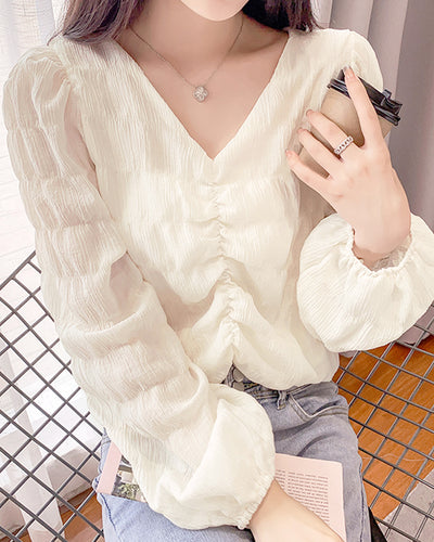 Gathered design chiffon blouse PRCL905509 