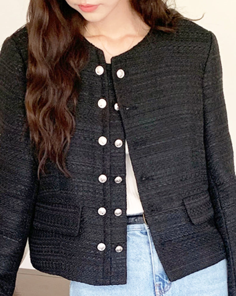 Double button collarless jacket PRCL905566 