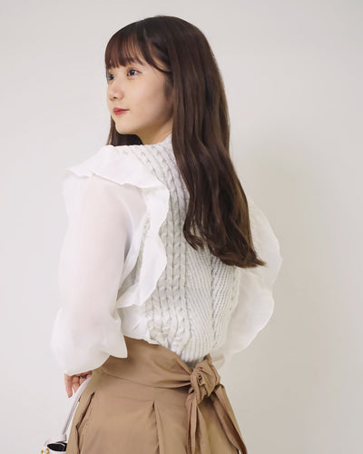 Cable knit docking blouse CMGZ100002 