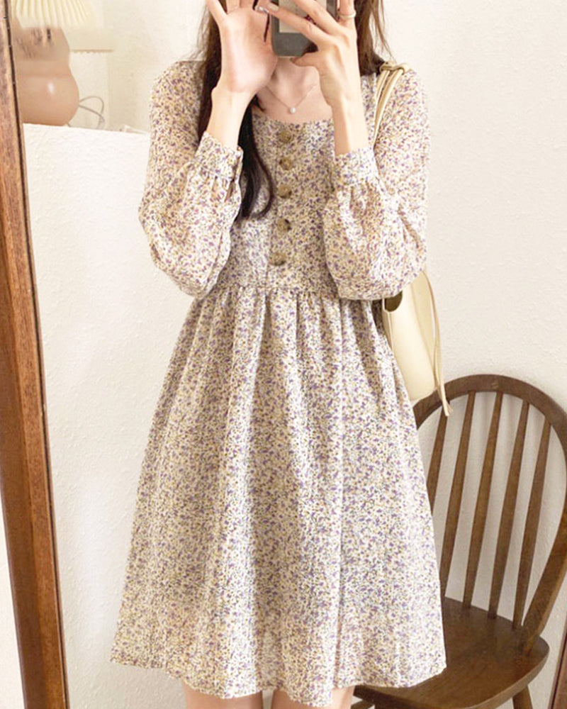 Petite floral dress with buttons PRCL905713 