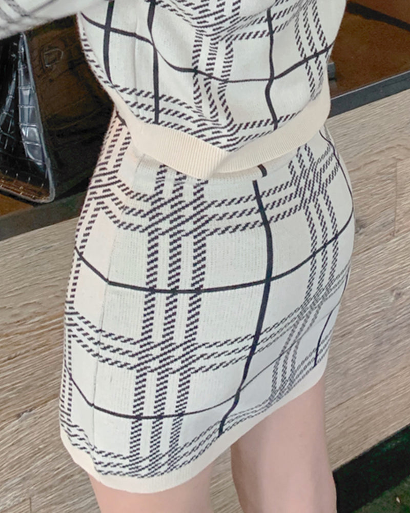 チェックニットセットアップ PRCL905554