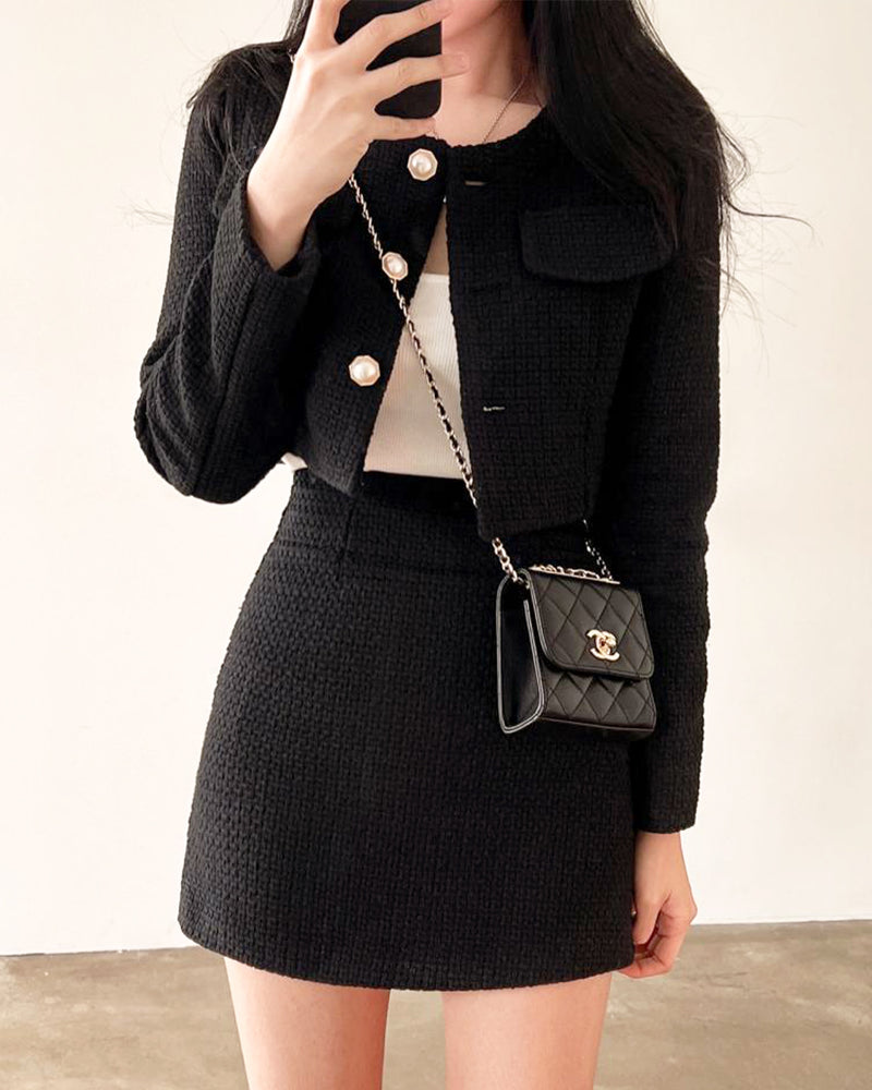 Tweed Jacket &amp; Miniskirt Setup PRCL905715 
