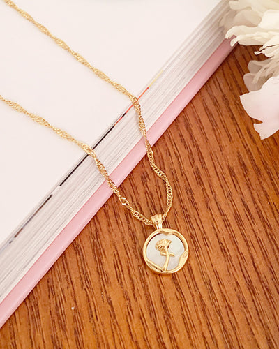 Rose plate necklace PRCL905858 