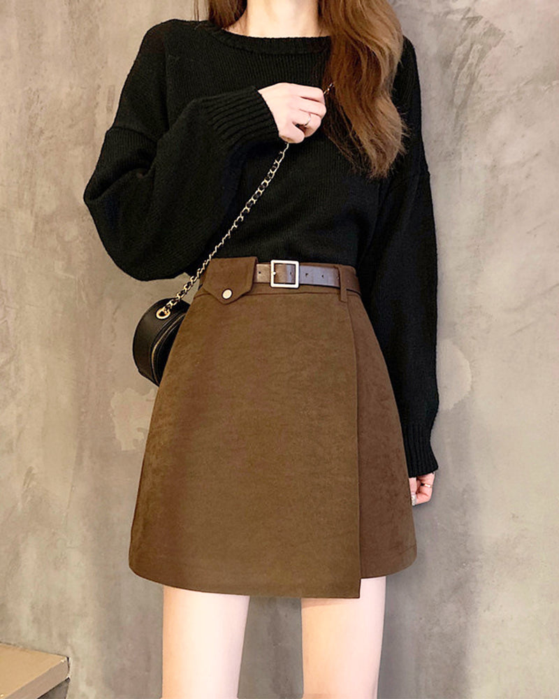 Wrap design mini skirt with belt CMGZ500003 