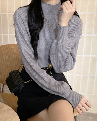 Simple high neck rib knit PRCL905511 
