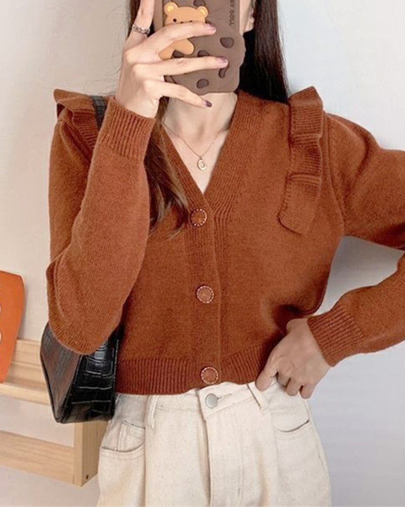 Shoulder frill knit cardigan PRCL905512 