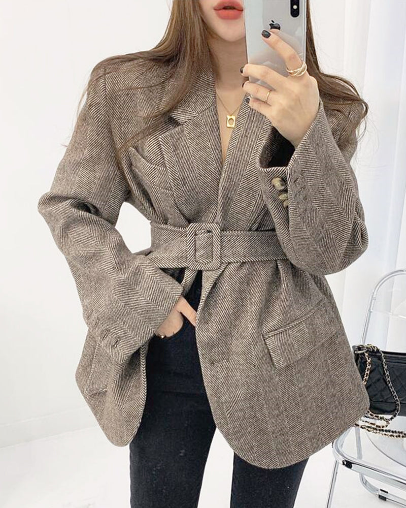 Oversized jacket with belt PRCL905567 