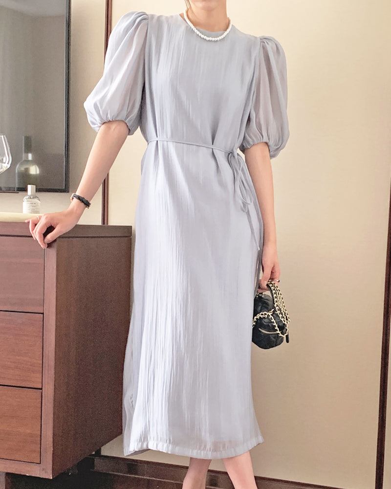 シアーパフスリーブロングワンピース PRCL905855