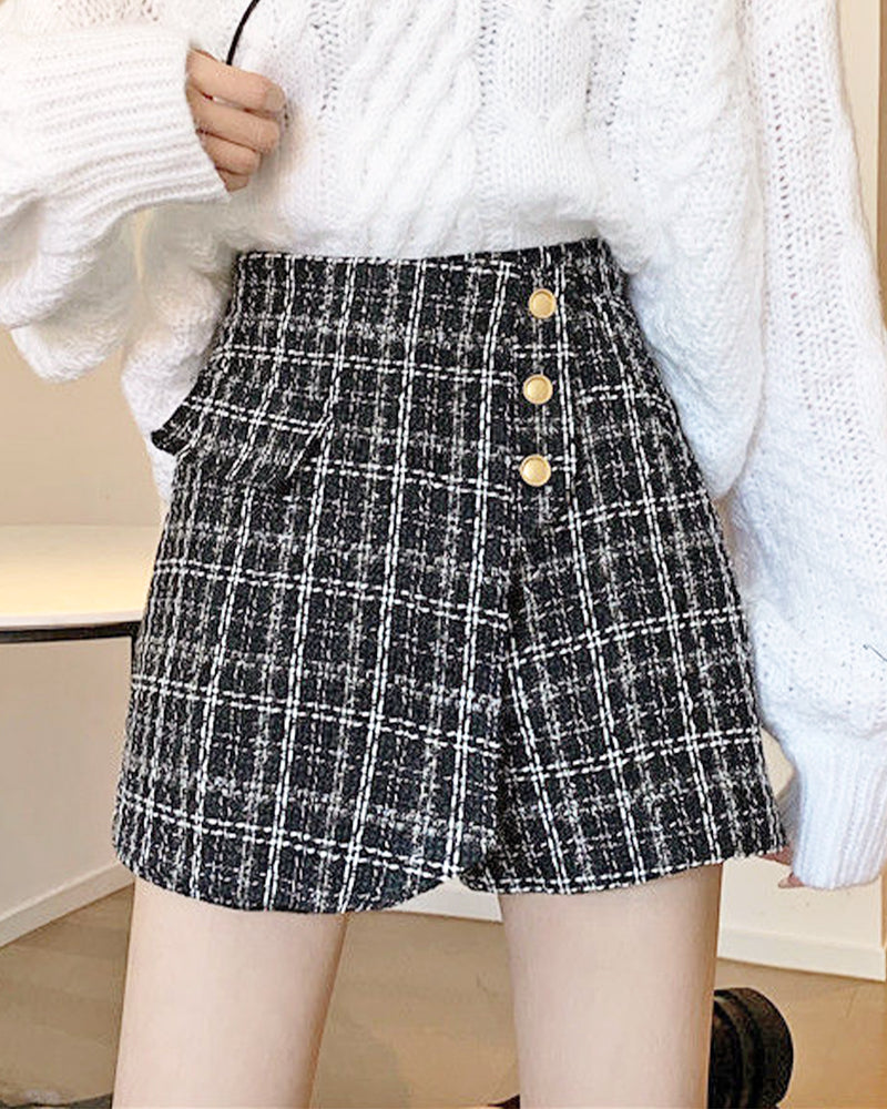 Plaid wrap design short pants PRCL905622 