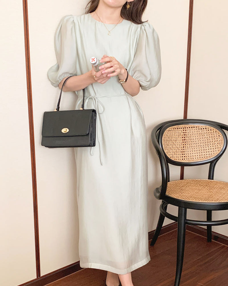 シアーパフスリーブロングワンピース PRCL905855